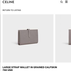 Celine large strap wallet in grained calfskin